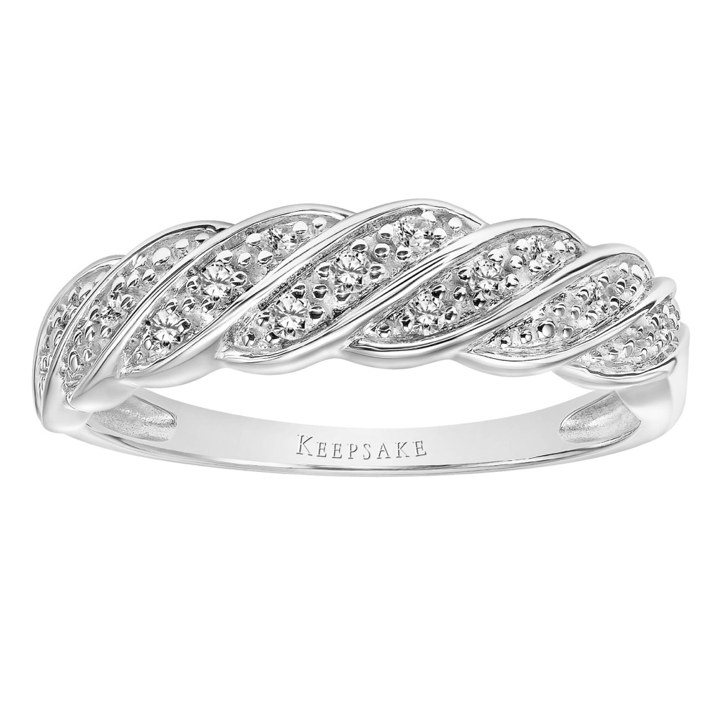 10k Solid White Gold Diamond Band Ring